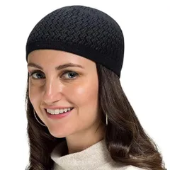 [Capprecier] イスラムワッチ イスラム帽子 ワッチキャップ メンズ レディース ニット帽 フリーサイズ 無地 おしゃれ 通気性 保温性 軽量 オールシーズン 8色展開 (JP, 数字サイズ, 60.0 cm, ブラ [ブラック] [60.0 cm]