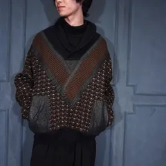 EU VINTAGE first class LEATHER KNIT PULL OVER JACKET/ヨーロッパ古着レザーニットプルオーバージャケット