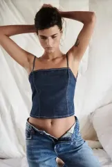 新品 ZARA ザラ オープン バック デニム トップス