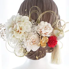 [LALALA beauty flowers] 成人式・卒業式にぴったりの華やか髪飾り 和装小物 七五三 結婚式 入学式 花火大会 浴衣 着物 袴 振袖 二十歳の集い (レッド) 3151LL [レ���ド(ホワイトタッセル)[3151]]