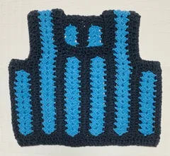 水色とダークグレーのベスト　ハンドメイド