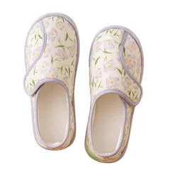 [ソユル] 花柄 フラワー ルーム シューズ 室内履き スリッパ かかと あり すべり止め 付 介護 入院 リビング キッチン トイレ シンプル レディース (面テープタイプ, 日本の靴のサイズ寸法, 大人, アルファベット, M) [面テープタイプ] [M]