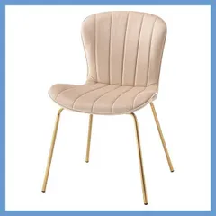 ベロア調のダイニングチェア（アンティークゴールド脚）「W49×D53×H75×SH43cm」（クッション性背面・座面）No.201／ベージュ