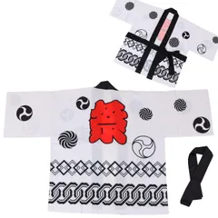 [FABULOUS TIME] 色を選べる はっぴ 法被 祭 腰ひも付き 男女兼用 つなぎ柄 白 イベント 行事 楽しいひと時 楽しい思い出 一体感 おそろい コーデ 男性 女性 大人用 衣装 10101704 [オフホワイト]