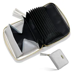 [CECN] ミニ財布 レディース お札が折れない 二つ折り 大容量 じゃばら カードケース ボックス型 小銭入れ 03112603 シルバー [シルバー] [ミニ財布]