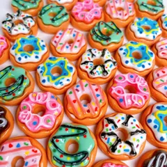 ミニチュアフード 40個 / 50個セット ドールハウス デコパーツ アクセサリー レジン DIY ハンドメイド ドーナツ チョコ パン (ミックス) [ミックス]