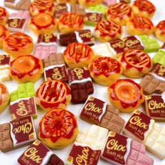 ミニチュアフード 40個 / 50個セット ドールハウス デコパーツ アクセサリー レジン DIY ハンドメイド ドーナツ チョコ パン (ドーナツ＆チョコ) [ドーナツ＆チョコ]