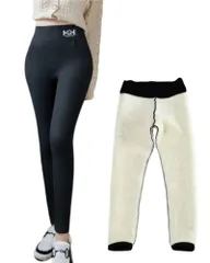 [GRHONC] レギンス 裏起毛 レディース 極暖 あったか 厚手 シープボア パンツ ボトムス タイツ 秋 冬 (JP, アルファベット, XL, ブラック) [ブラック] [XL]