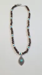 ターコイズココナッツビーズネックレス✨　　ボヘミアン　　　インディアン　　　ココナッツネックレス　　　ココナッツビーズネックレス　　　ウッドネックレス　　　人気のネックレス　　ターコイズネックレス　　　メンズネックレス　　　ヴィンテージ　　おしゃれなネックレス