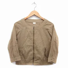 テチチ Te chichi ノーカラー ジャケット 丸首 薄手 コットン 綿 無地 シンプル M ベージュ /HT29