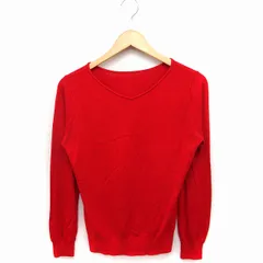 クリアインプレッション CLEAR IMPRESSION Vネック ニット セーター 長袖 無地 シンプル 2 レッド 赤 /FT37