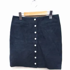 ウィムガゼット Whim Gazette スエード ボタンダウン スカート ミニ やぎ革 38 ネイビー 紺 /FT7