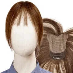 Luce brillare ピンなし ピン無し部分ウィッグ 頭頂部 白髪隠し 部分 ピン不要 リタッチ 分け目 人毛100% ヘアピース 女性用 手植え トップピース つけ毛 増毛 軽量 自然 部分かつら 薄毛隠し 前髪ウィッグ 前髪 つむじ 女性 脱毛 ポ 