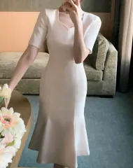 (オリジナル商品) FROMDAYONE フロムデイワン リー(LEE) リウム ハート Starship Square スタシ ネック 半袖 マーメイド ロング丈ワンピース ATTRANGS アットランス