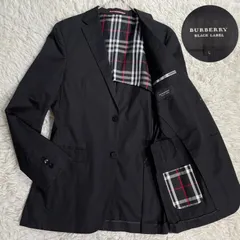BURBERRY  BLACK LABEL　バーバリーブラックレーベル　美品　メンズテーラードジャケット　ノバチェック　バーバリーチェック　ロゴボタン　オフィスカジュアル　2b ストレッチ　シングル　ダブルベント　黒　ブラック　L 大きいサイズ