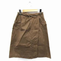 ローリーズファーム LOWRYS FARM スカート ラップ 巻き ミモレ丈 無地 コットン 綿 M ブラウン 茶 /FT7