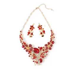 [ＫＫ　Ｓｏｌｉｓ] オーキッド 蘭モチーフ ピアス＆ネックレスセット マーキス＆ティアドロップクリスタル 演奏会 ダンス 発表会 プレゼン ブライダル アクセサリー (レッド・ピアスセット) 