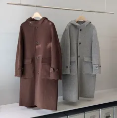 無地 ラボ カシミア フーディー コート