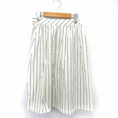 フリークスストア FREAKS STORE スカート フレア ギャザー ストライプ ウエストゴム ホワイト ブラック /ST16