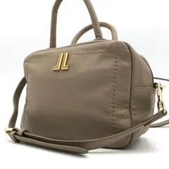 【美品】ランバン LANVIN レザー 2way ショルダーバッグ ハンドバッグ グレージュ