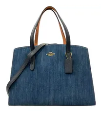 美品 コーチ 2WAY ハンドバッグ トートバッグ ショルダーバッグ 斜め掛け デニム チャーリー 67334 レディース COACH