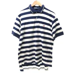 ポロ ラルフローレン POLO RALPH LAUREN 90s ボーダー ポロシャツ Tシャツ 半袖 赤ポニー 青 ブルー 白 ホワイト LL