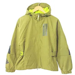 アディダス adidas 美品 ブルゾン ウインド ジャケット ブレーカー フーディ M カーキ 0820