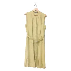 ローラアシュレイ ワンピース サイズUSA10 L レディース美品  - イエロー レギュラーカラー/ノースリーブ/ひざ丈/麻/シャツワンピ