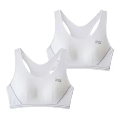 [FARFADET] 部活 ブラ ジュニア スポーツ 女の子 中学生 小学生 ファーストブラ ノンワイヤー ハーフトップ ガールズ キッズ 2枚組 (JP, カップバンド, A, 80, ホワイト) [ホワイト] [A80]