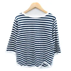 ビームスボーイ BEAMS BOY カットソー 七分袖 ボートネック ボーダー柄 1 白 ホワイト 紺 ネイビー /SY9