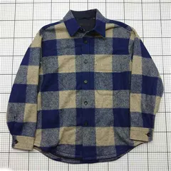 ◇ ⊇ 【ユニクロ UNIQLO】チェック柄シャツジャケット Lサイズ ブルー系 メンズ E  【1508260035781】