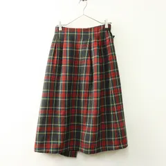 2022AW ネストローブ nest Robe ウールタータンチェック ラップライクスカート‖レッド 巻き イージー 総柄 リボン【2400030095447】