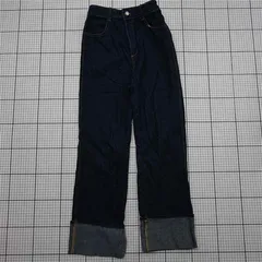 ◇ Θ 【ブランド不明】デニムパンツ レディース Mサイズ ウエストゴム 綿100％ ダークブルー系 E  【1509190046281】