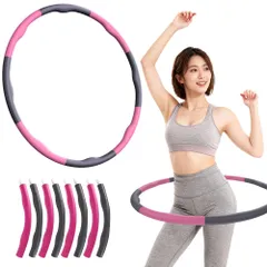 【1日10分回すだけ】フラフープ 大人用 ダイエット 美ボディ 有酸素運動 フィットネス 脂肪燃焼 PLEAVIT (ピンク+グレー) [ピンク+グレー]