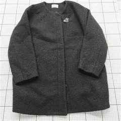 ◇ ⊇ 【グラシア GLACIER】773-43-8340 ノーカラーコート Lサイズ ブラック系 レディース E  【1510290025090】