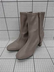 ■ ⊇ レディース スクエアトゥ ショートブーツ ベージュ系 太ヒール E  【1511100008142】