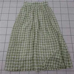 ◇ ⊂ ナチュラルビューティーベーシック ギンガムチェックスカート Mサイズ グリーン系 レディース E  【1511110021780】
