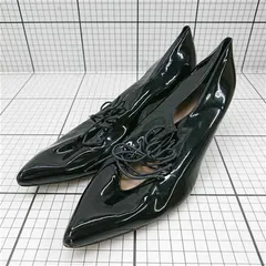 ◇ ⊂ MAMIAN マミアン ポインテッドトゥ レースアップ パンプス サイズ24.5 ブラック系 レディース E  【1511250000478】