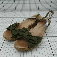 ◇ ⊂ Gamio ガイモ リボン 夏 エスパドリーユ ヒール サンダル サイズ37 カーキ系 レディース E  【1511250002441】