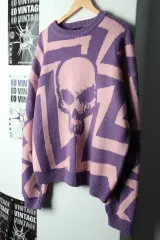 (L-XL) ウジョー ニット スカル BIGドクロ ストリート レア-16865