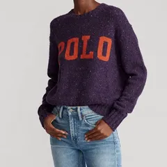 POLO RALPH LAUREN　ラルフローレン　ニット　セーター　デカロゴ　カシミヤ　パープル