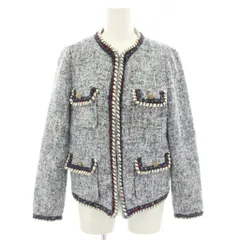 ザラ ベーシック ZARA BASIC ツイードジャケット アウター S 紺 ネイビー 白 ホワイト 赤 レッド 4391/020/401 /YT