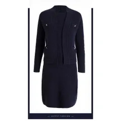 ☆ ネイビー ☆ Sサイズ ☆ ニットワンピースセットアップ ニットワンピース セットアップ ワンピース ニットワンピ ニット ワンピ ミニ ニットカーディガン カーディガン レディース 2点セット セーター 長袖 秋冬 無地 通勤 オフィス 上品 大人