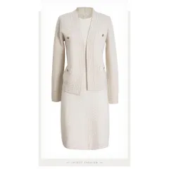 ☆ ホワイト ☆ Mサイズ ☆ ニットワンピースセットアップ ニットワンピース セットアップ ワンピース ニットワンピ ニット ワンピ ミニ ニットカーディガン カーディガン レディース 2点セット セーター 長袖 秋冬 無地 通勤 オフィス 上品 大人