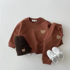 ☆ ブラウン ☆ 100cm ☆ くまスウェット キッズ 上下セット スウェット上下 ベビー 子供服  子ども服 こども服 子供 子どもこども キッズ キッズ服 赤ちゃん 赤ちゃん服 ベビー服 セット 女の子 男の子 長袖 長ズボン 普段着 トップス おしゃれ