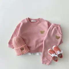 ☆ ピンク ☆ 90cm ☆ くまスウェット キッズ 上下セット スウェット上下 ベビー 子供服  子ども服 こども服 子供 子どもこども キッズ キッズ服 赤ちゃん 赤ちゃん服 ベビー服 セット 女の子 男の子 長袖 長ズボン 普段着 トップス おしゃれ