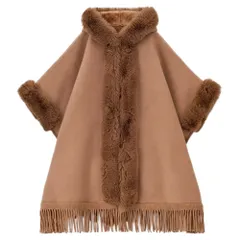 ☆ キャメル ☆ ポンチョ風コート アウター 裏起毛 ポンチョ コート ファー ポンチョ風コート ポンチョコート ケープコート マント ケープ アウター 羽織 ショール カーディガン レディース あったか 裏ボア 暖かい 秋冬 通勤 秋 冬 ギフト 体型カバー