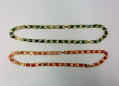 【TAKA61-36】△3way　アゲートチップネックレス 2点セット　ブレスレット　オレンジ　グリーン