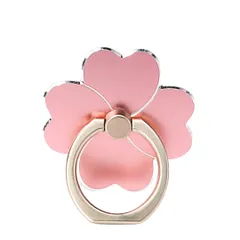 スマホリング スタンド 携帯リング 落下防止 片手操作 動画スタンド対応 ホールドリング クローバー (ローズゴールド) [ローズゴールド]