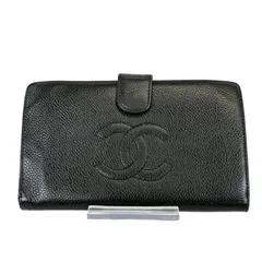 【人気・美品】CHANEL シャネル ココマーク キャビアスキン がま口 クリップ ロングウォレット 二つ折り長財布 11番台 ブラック 黒色 ゴールド金具 金色 レザー 本革 メンズ レディース ユニセックス 2007年製 2008年製